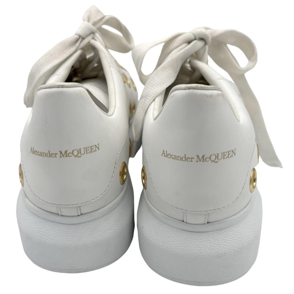 NWOB Alexander McQueen Gold Eyelets White Leather Sneakers - EU 41 (US Sz 11) - Picture 6 of 9